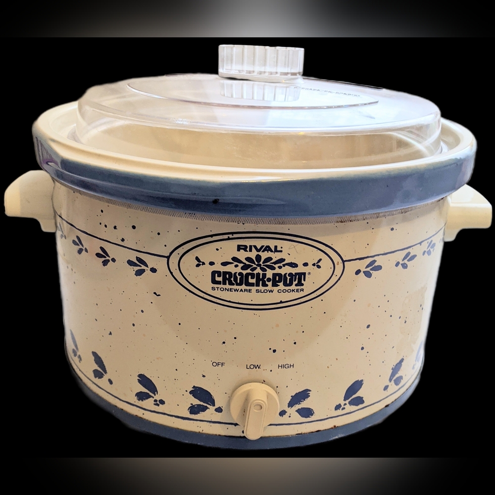 Vintage Rival Crock Pot 3.5 Qt Slow Cooker Blue Floral Model Tested Working